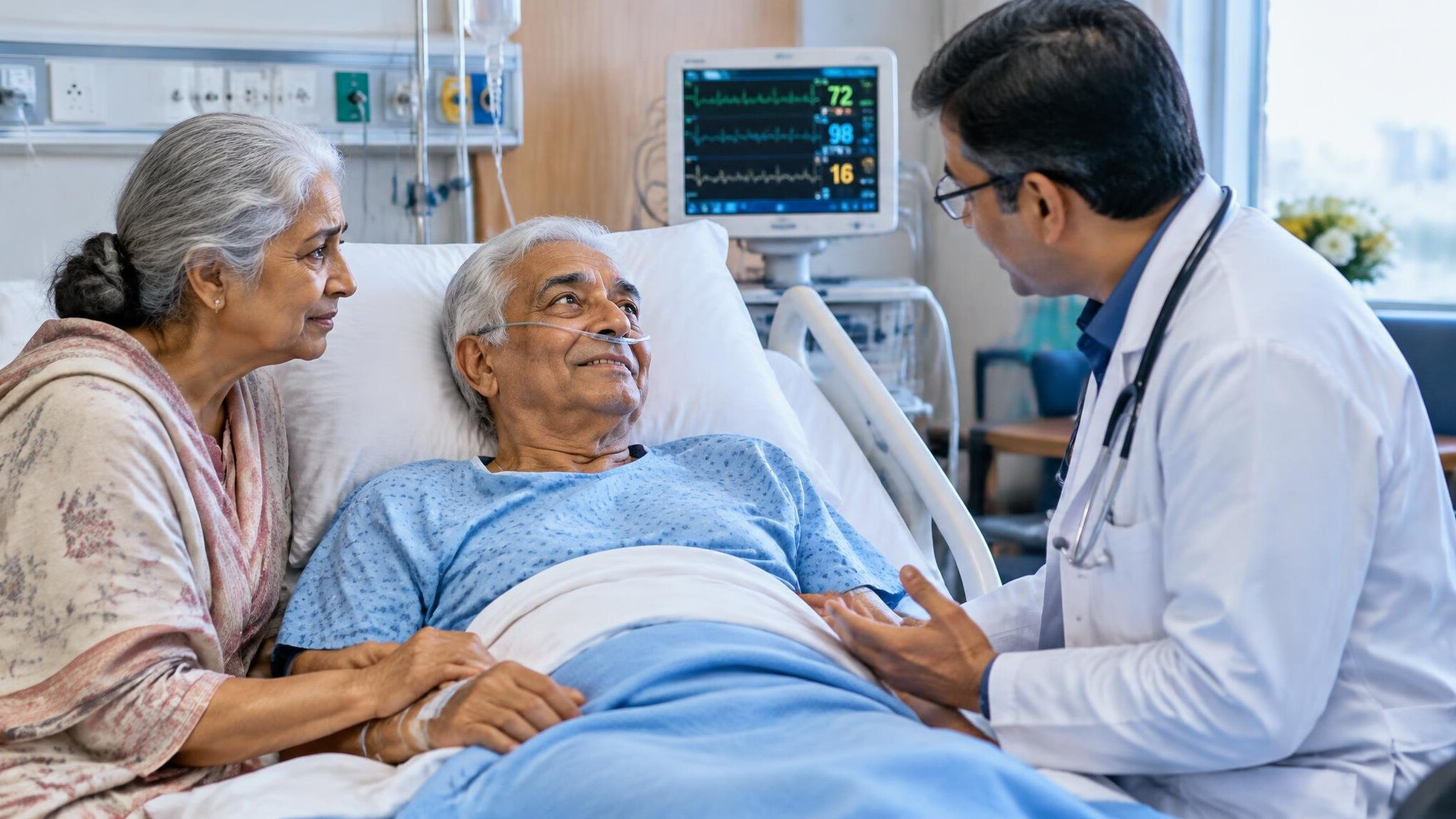 elderly couple in hospital