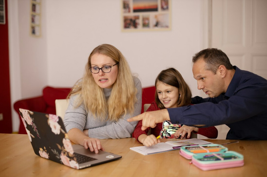 family discussing health plan