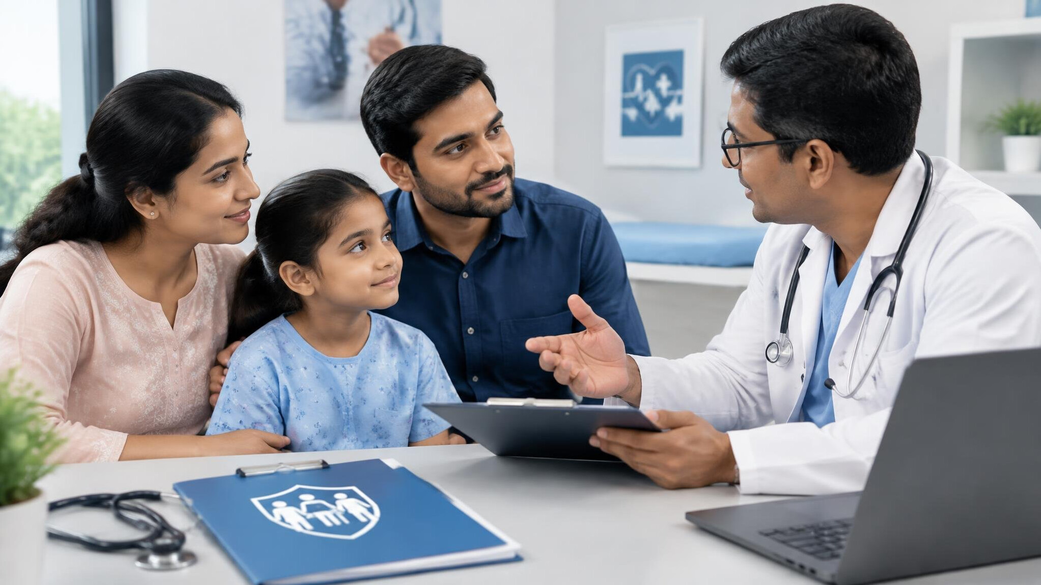 family receiving medical support